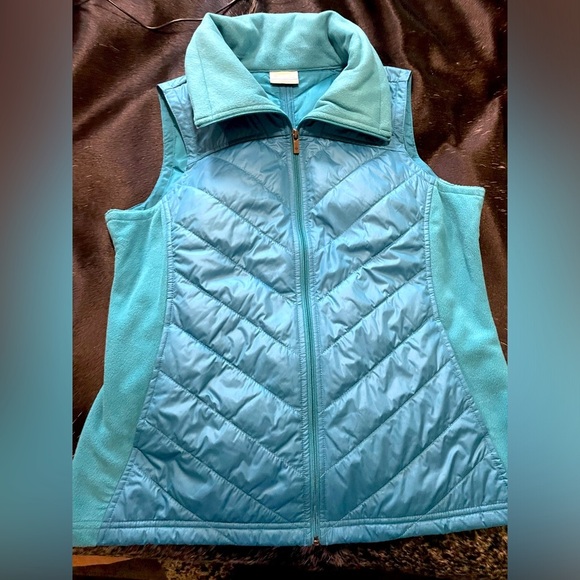 Columbia Jackets & Blazers - Columbia Womens Vest Size Large Turquoise‎ Fleece Polyester Full Zip Pockets